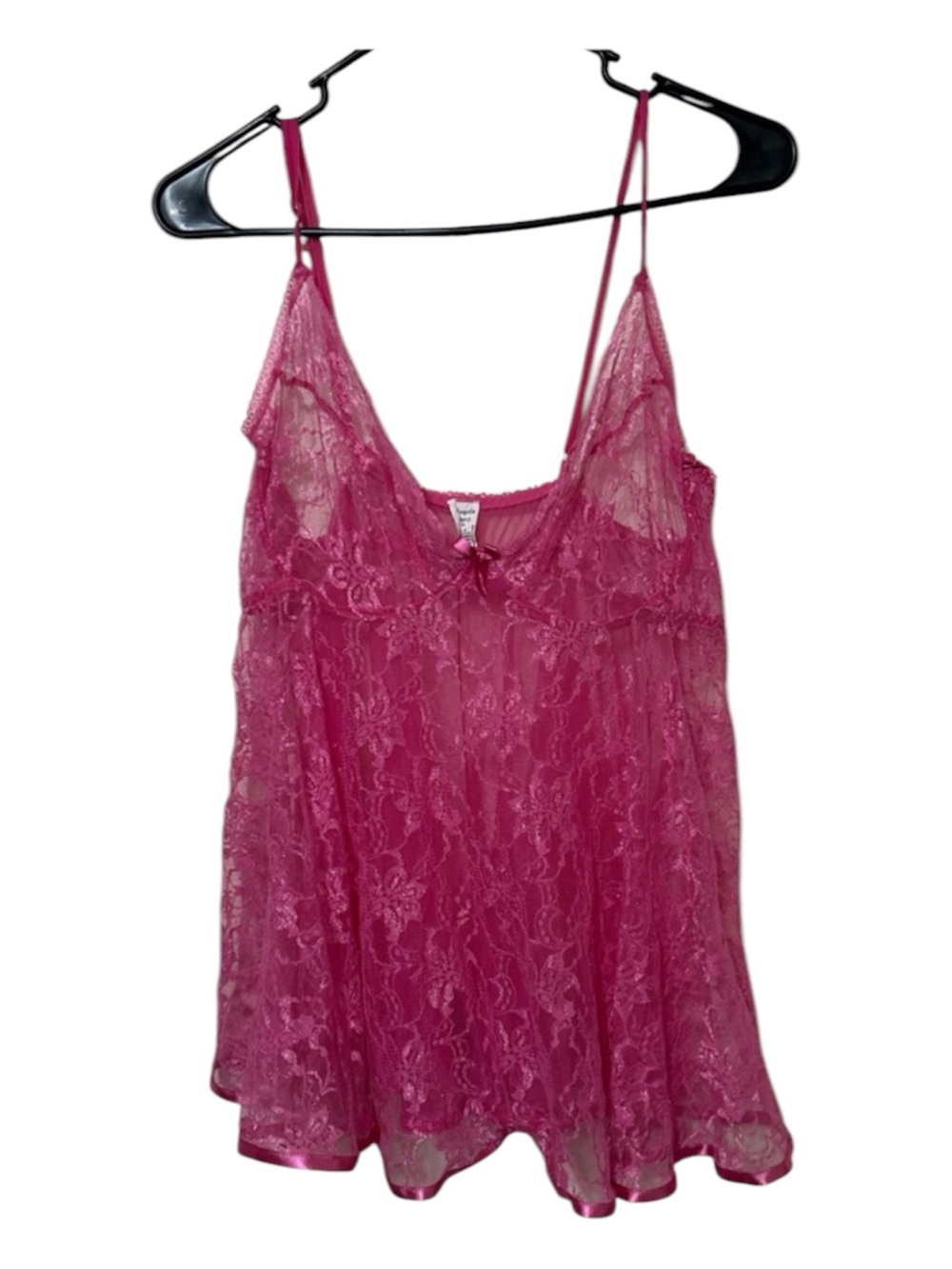 Mayela Hot Pink Floral Lace Babydoll Lingerie Chemise Nightgown Size 2X